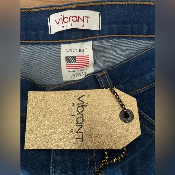 Vibrant Distressed Dark Blue Flare Jeans. Women’s size 13 W30. BNWT - Picture 3 of 4